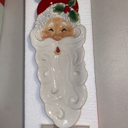 Fitz & Floyd Santa Server Snack Therapy 13" Christmas Holiday Tray Ceramic