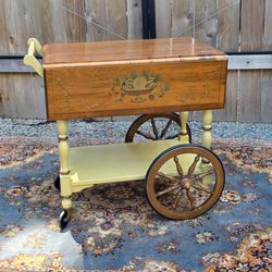 Vintage Drop-Leaf Hayward Wakefield Tea Cart