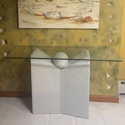 Price Drop! Vintage Post Modern / Mid Century Modern Console Table with Glass Top- $115