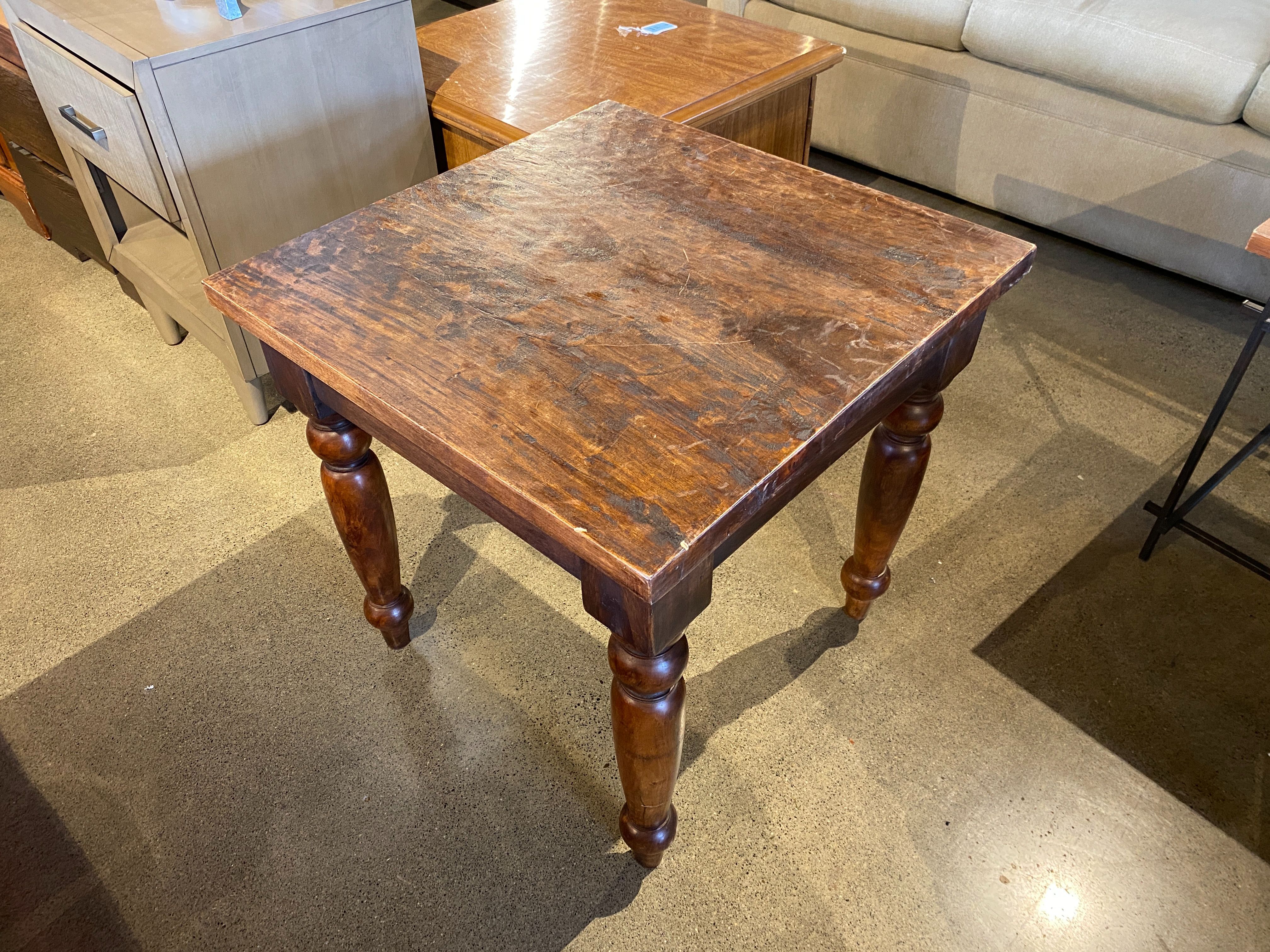 Solid Wood Square Rustic End Table