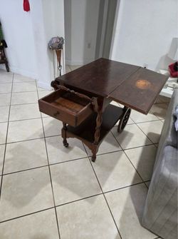 Vintage Solid Wood Bar / Tea Cart –