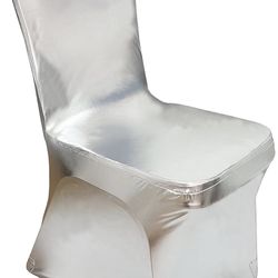 IEventStar 10 Pieces Stretch Polyester Spandex Dining Chair Cover Covers Slipcovers For Wedding Banquet Party (10, Metallic Silver)