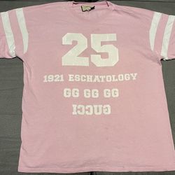 Gucci GG Pink Football T-Shirt Eschatology 25 Jersey 100% Cotton Authentic XL