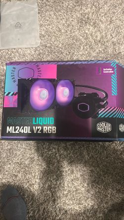 CoolerMaster MasterLiquid ML240L RGB V2, Close-Loop AIO CPU Liquid Cooler, Gen3 Dual Chamber Pump, 240mm Radiator, SickleFlow 120 PWM ARGB, AMD Ryzen 