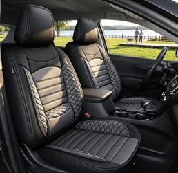 JIAMAOXIN Leather Seat Covers Chevy Equinox 2018-2024, 5-Seat Set, Black & Grey – New