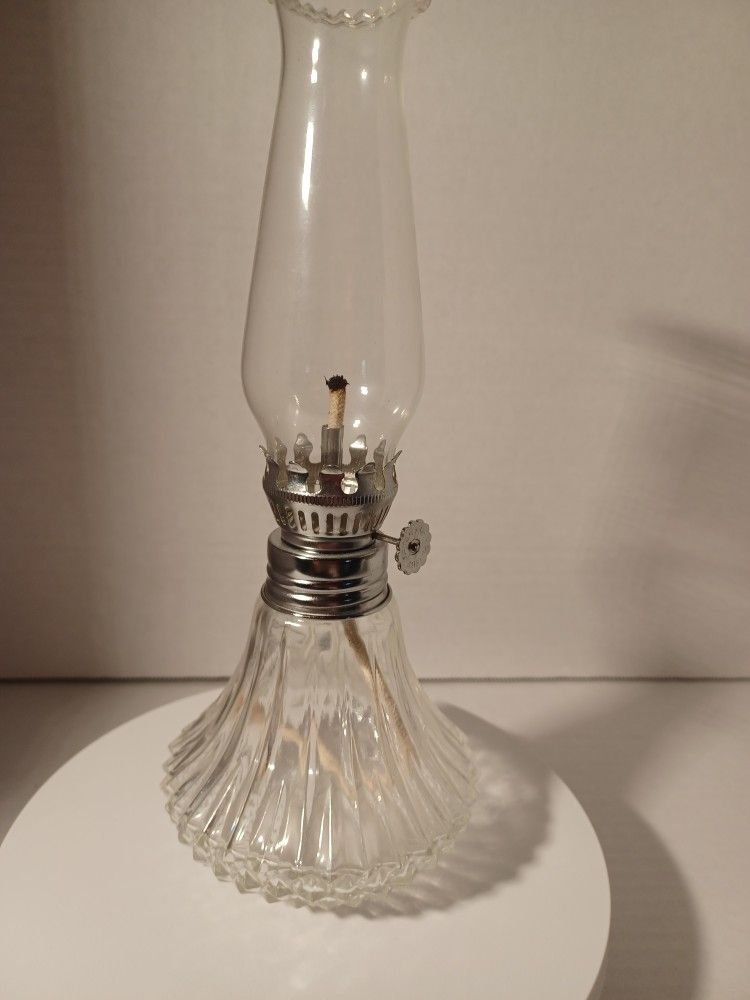 Vintage Clear Glass Lamp Oil/Kerosene Lamplight Farms Burner W/Glass Top