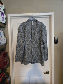 Disney's Haunted Mansion Gray Blazer with Branded Accent Pattern size L