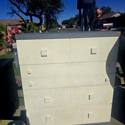 Tall 5 drawer Gray and White Dresser