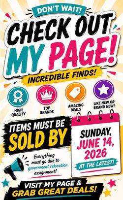 ITEMS NEED TO SALE (by Sunday, June 14 2026) at the latest