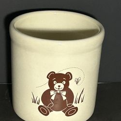 Vintage Bear Ceramic Glaze Crock