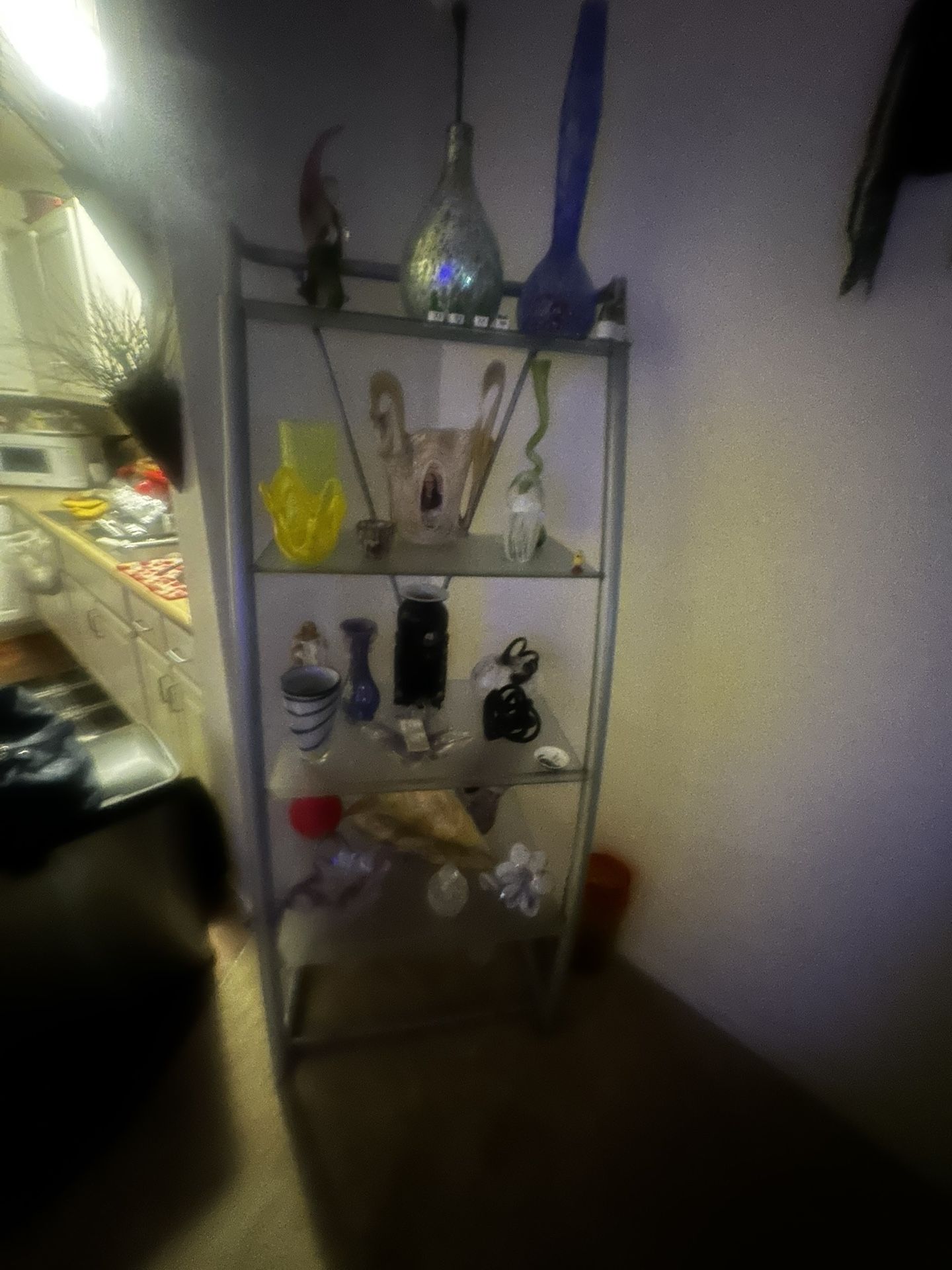 Glass Shelving Unit, With Chrome Sides