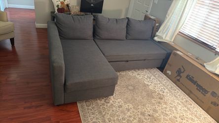 FRIHETEN Sleeper sectional,3 seat w/storage, Skiftebo dark gray