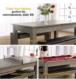 3 in 1 Pool Table with Table Tennis and Dining Table Conversion Top