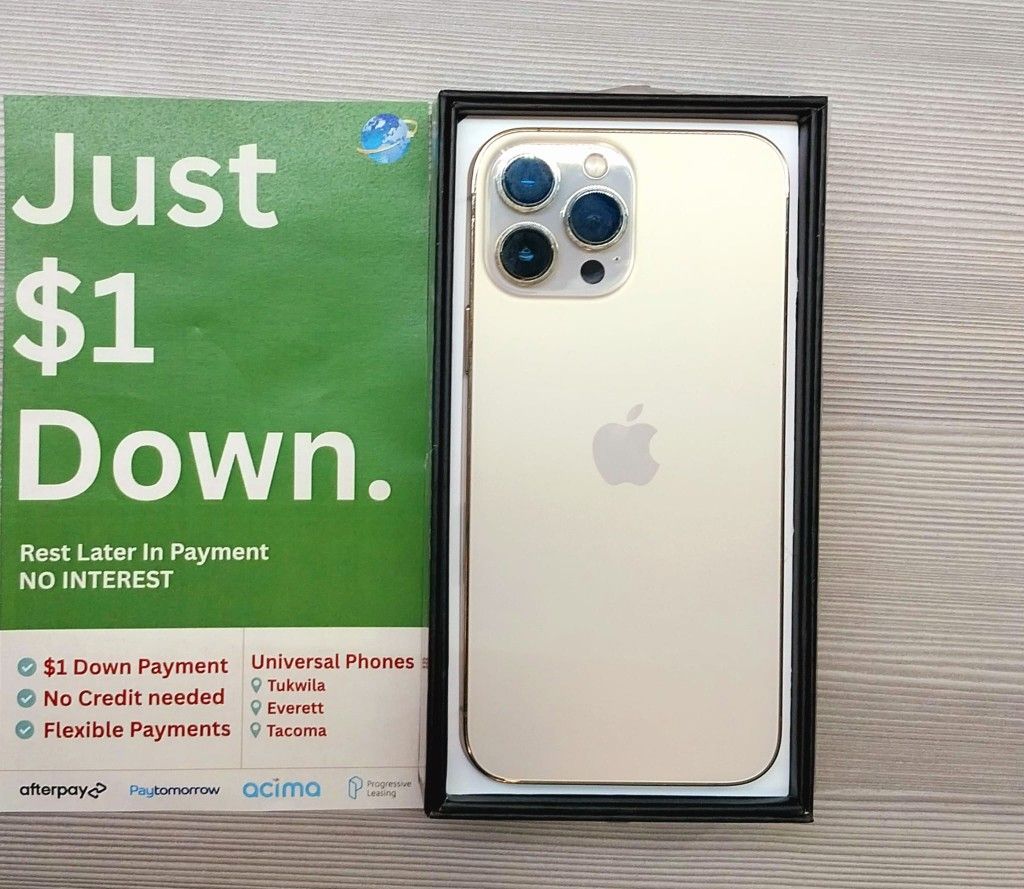 APPLE IPHONE 13 PRO MAX UNLOCKED. FREE SMARTWACH/ HEADPHONES. PAY $1 TODAY REST IN PAYMENTS. NO CREDIT NEEDED FINANCING