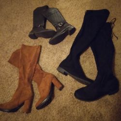 Unisa Brand (long Black) sz. 8 &1/2  Short Black Boots sz. 5 & 1/2  Brown Boots  sz. 7  