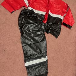New 2 xl red firefighter costume jacket motorcycle rain coat pants outfit