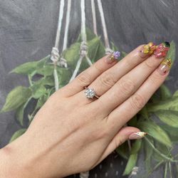 Size 7 925 Sterling Silver w/ 3ct Moissanite Diamond. 