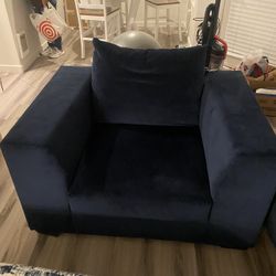 Large, Cozy , Blue Velvet Chair