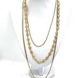 Vintage 3 Strand Floral Necklace