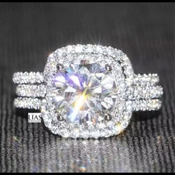 New 18k White Gold Wedding Ring Set 