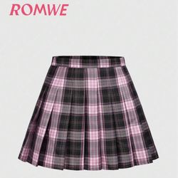 New Cute Ladies Plaid Skirt Large