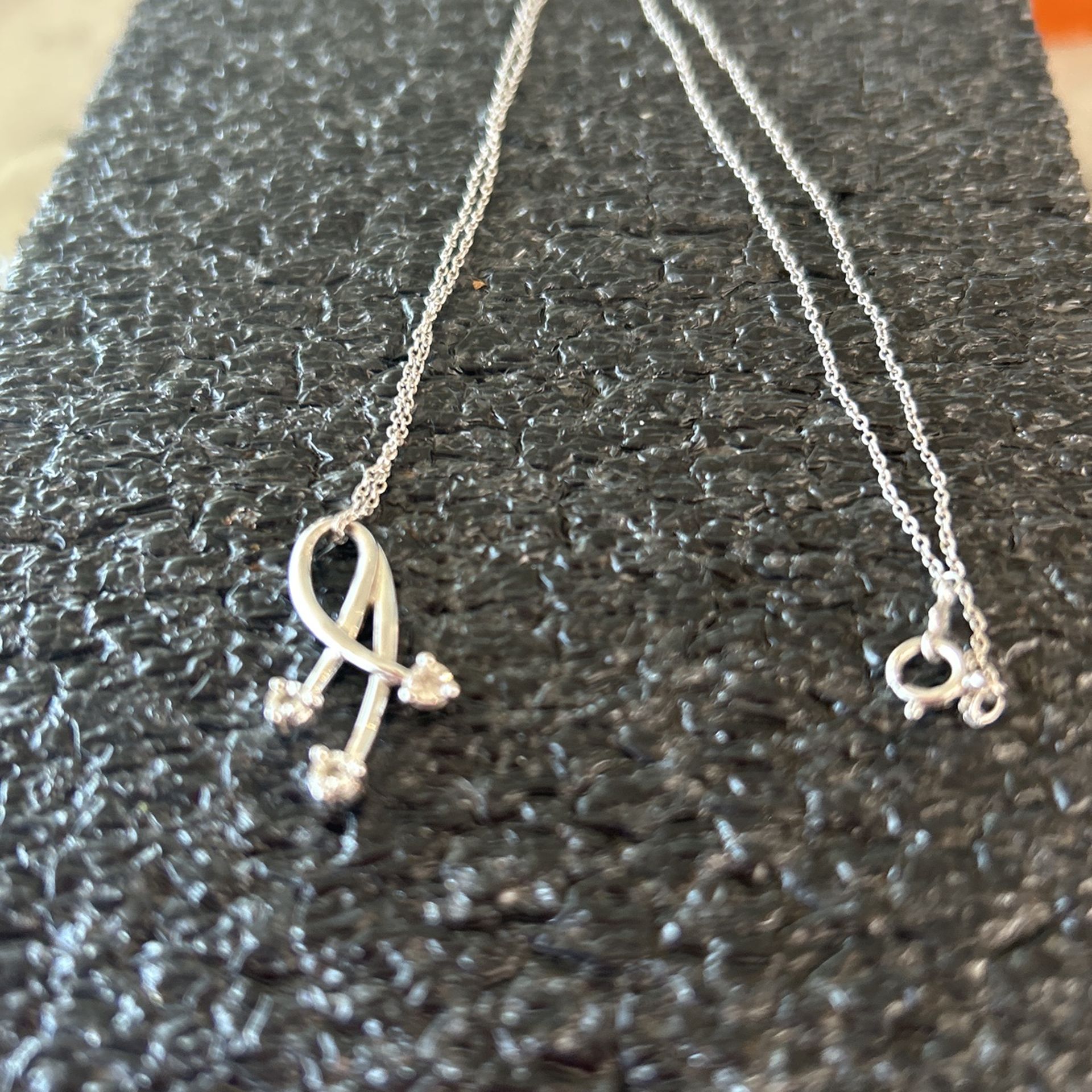 Sterling Silver Tri-Diamond Slide Pendant/Necklace