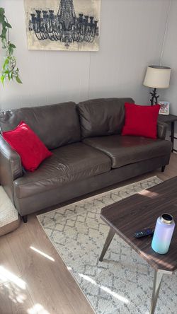 Faux Leather Brown Couch