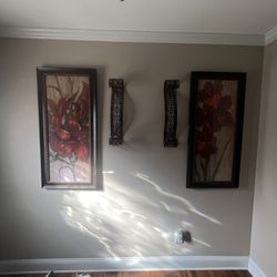 2 Paintings And 2 Candle Holders