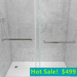 72in. W x 76 in. H Double Sliding Frameless Shower Door in  with Smooth Sliding and 3/8 in. Glass