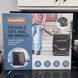 CleverMade foldable tote bag on wheels