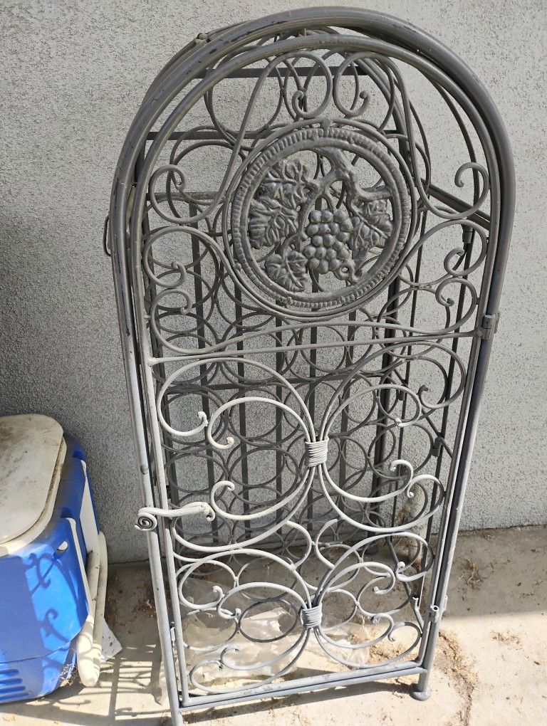 Large Gray Metal Wine Rack