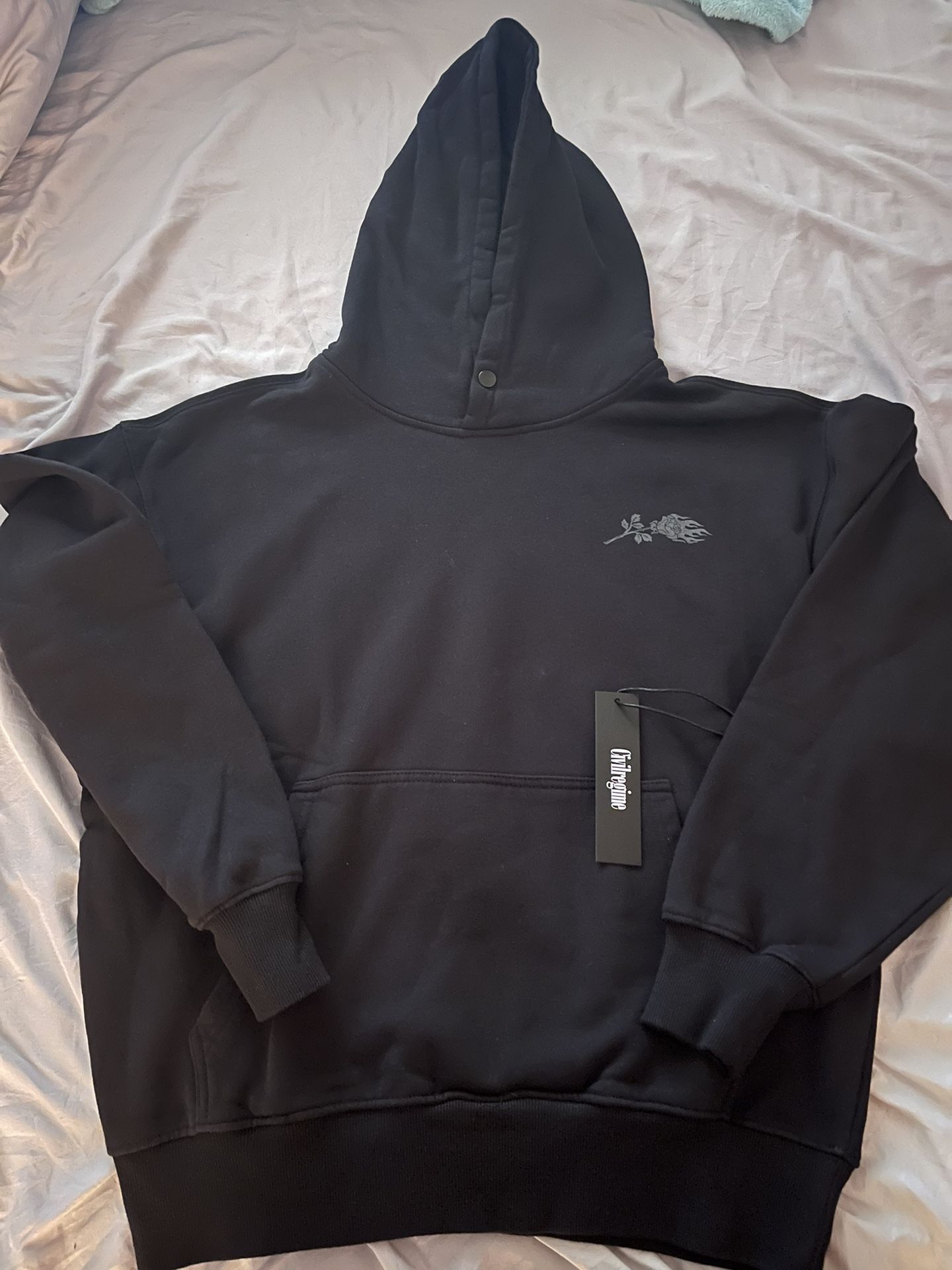 Civil Regime Concrete Black Snap Hoodie Medium 