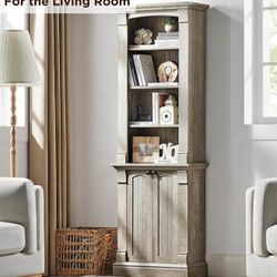 Farmhouse Bookcase with Storage Cabinet, 72" Tall Bookshelf with Adjustable Shelves 4-Tier 