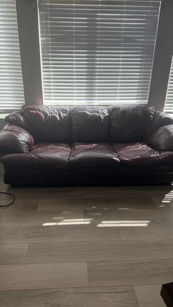 Dark Brown Leather 3-Seat Sofa