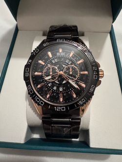 ⌚ BIBI Luxury Chronograph Watch – Black & Rose Gold Edition ⌚