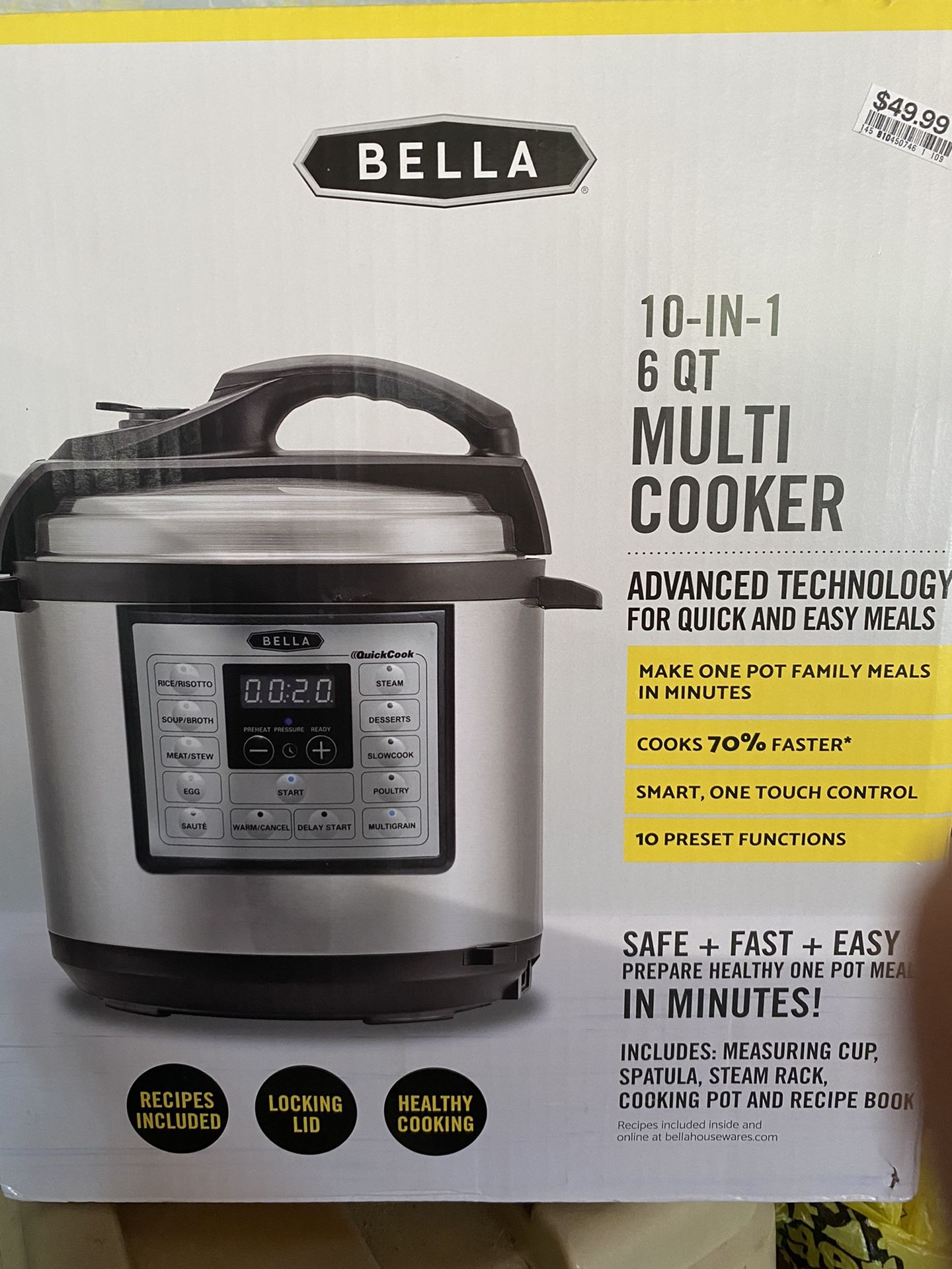 Bella 10QT Digital Multi Cooker Pressure Extra Large Capacity Brand New  Sealed for Sale in Brooklyn, NY - OfferUp