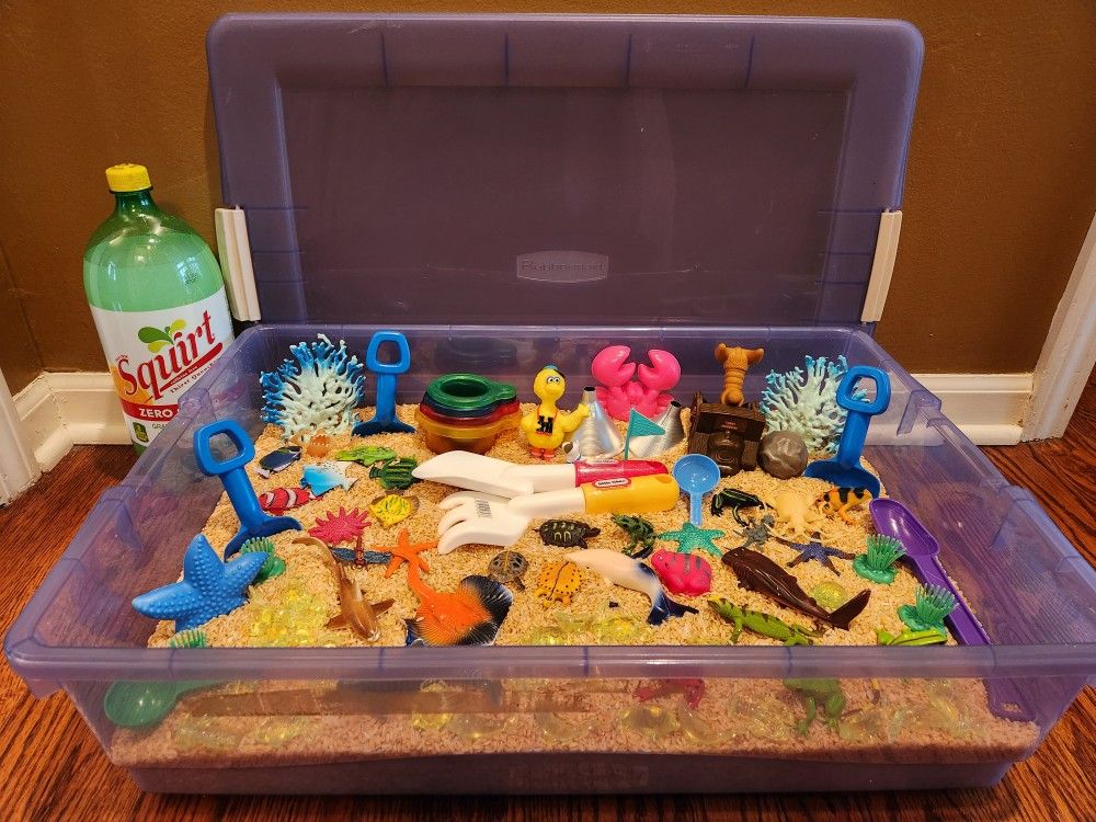 Beach/Ocean/Summer-Themed Sensory Bin "Sand" Box ~ Pre-School STEM/Montessori Enrichment Educational Toy~May be used on a table or the floor