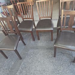Leather And Wood Chairs