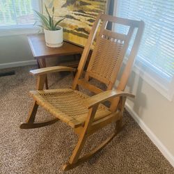 Mid Century Modern Cord Rocking Chair