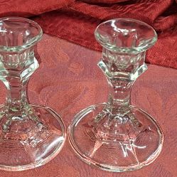 Set Of Two Vintage Crystal Candle Holders (1 pair) from the 1950's G2D010