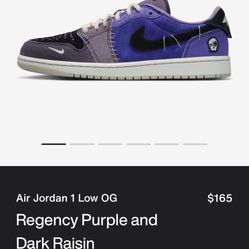 Air Jordan 1 Low OG Regency Purple and Dark Raisin Sz11