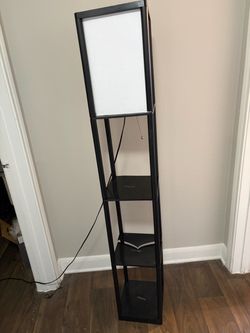 Black Floor Lamp with Shelves
