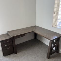 Desk With File Cabinet 