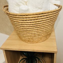 Woven Storage Basket w/ Handles – Boho Farmhouse Decor