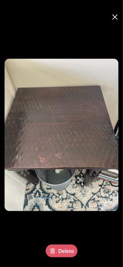 Dark Wood End Table with Turned Legs teal wood from pier 1