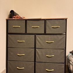 9-Drawer Fabric Dresser with Wooden Top – Lightweight & Spacious