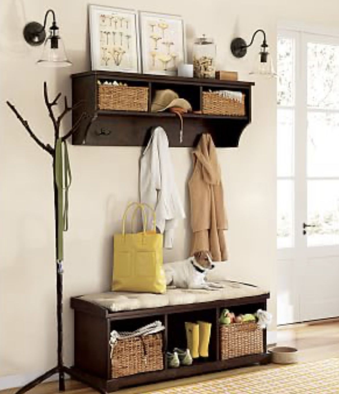 Entryway Bench & Hanging Shelf from Pottery Barn
