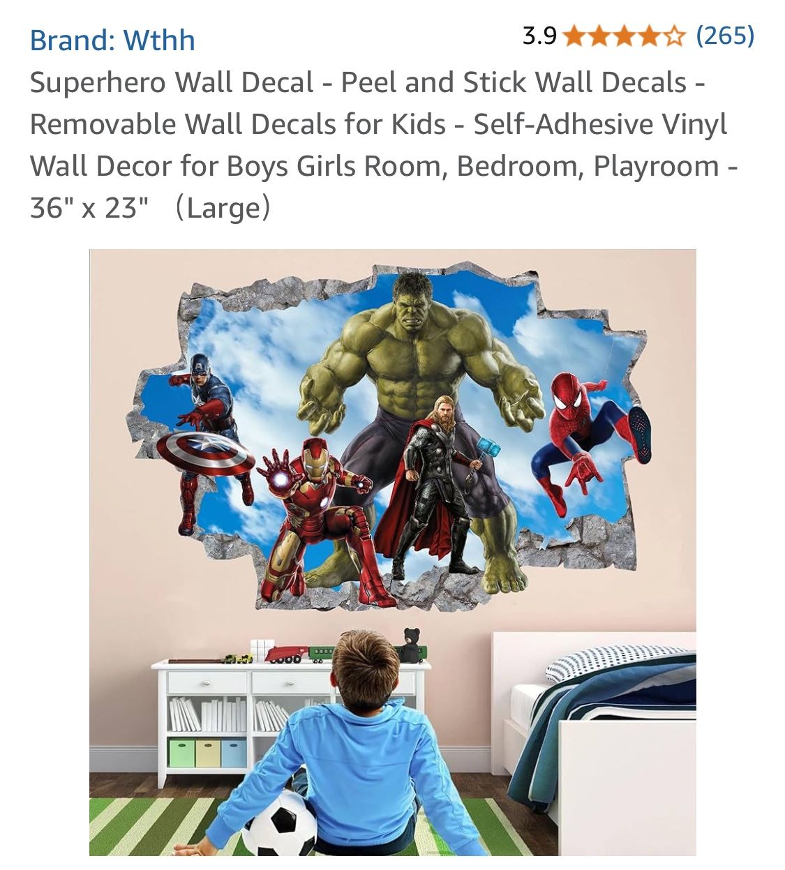 3D AVENGERS BREAKING THROUGH THE WALL LARGE WALL DECALS 36” X 23” 