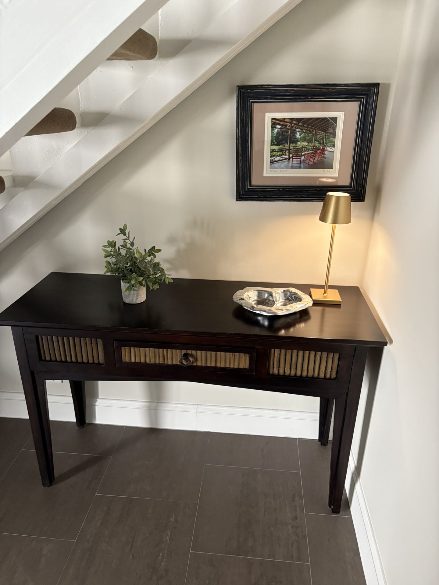 Solid Wood Console Table – 48” – Fluted Drawer Detail – Warm Finish – $125 OBO