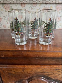 8 Spode Christmas Tree Highball Glasses